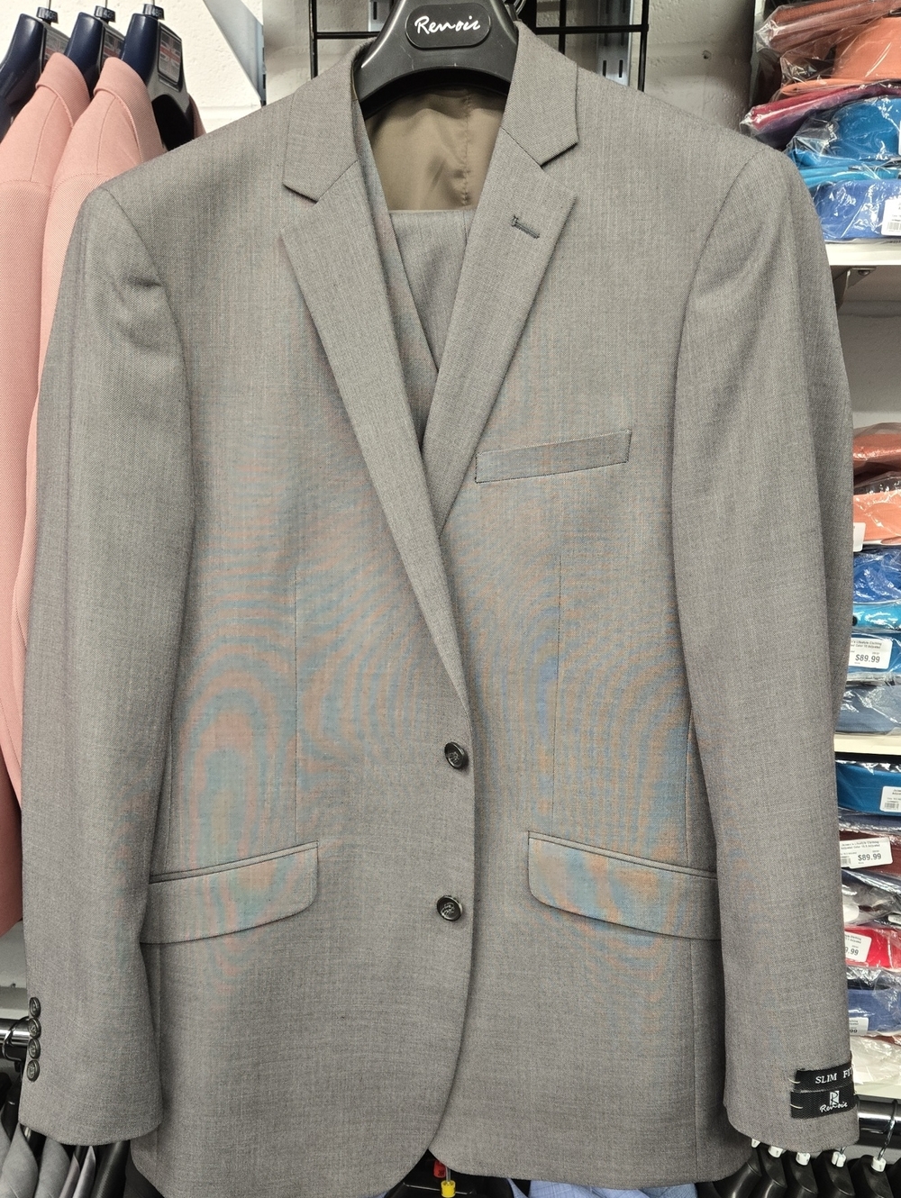 Slim Fit Light Gray Two-Button Men's Suit Jacket by